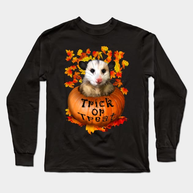 Trick or treat Halloween Possum Long Sleeve T-Shirt by SafSafStore